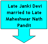Down Arrow Callout:  Late Janki Devi married to Late Maheshwar Nath Pandit
