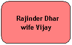 Rounded Rectangle:   Rajinder Dhar wife Vijay
