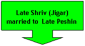 Down Arrow Callout: Late Shriv (Jigar) married to  Late Peshin 
