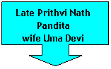 Down Arrow Callout: Late Prithvi Nath Pandita
wife Uma Devi
