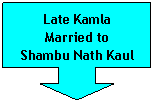 Down Arrow Callout: Late Kamla
Married to 
Shambu Nath Kaul
