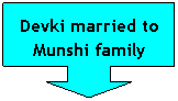 Down Arrow Callout: Devki married to Munshi family

